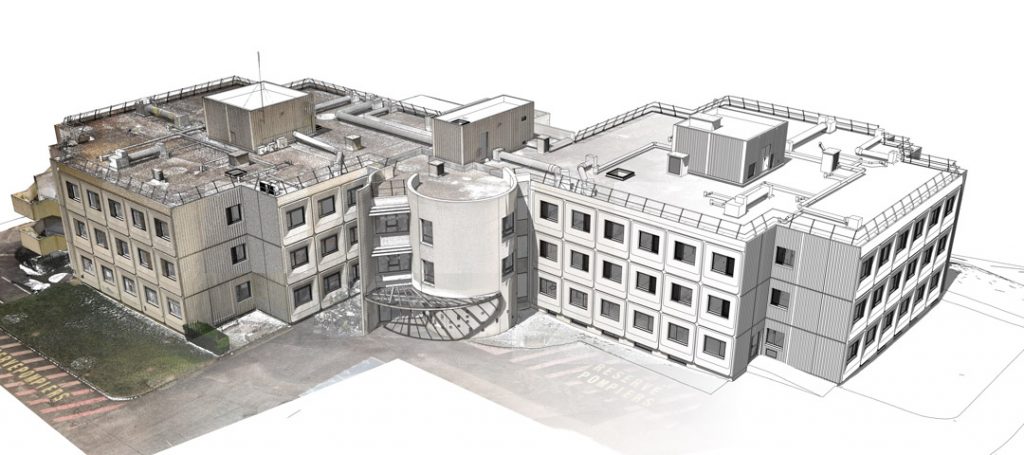Relevé par scanner 3D et jumeau numérique BIM du Centre Hospitalier Esquirol - CHU de Caen - Calvados