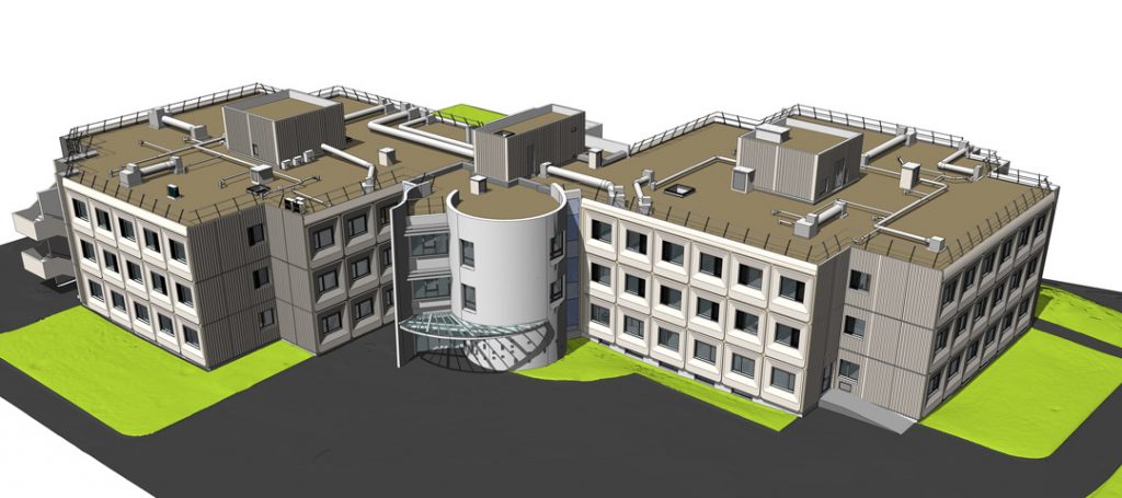 Relevé par scanner 3D et jumeau numérique BIM du Centre Hospitalier Esquirol - CHU de Caen - Calvados