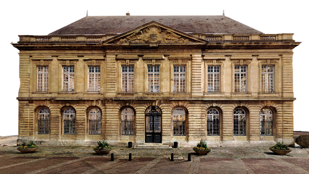 Façade du Muséum d’histoire naturelle du Havre, nuage de points en couleur