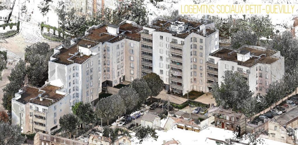 Maquette 3D de logements sociaux Petit-Quevilly effectuer sur revit. Réalisation du Jumeau numérique des bâtiments.