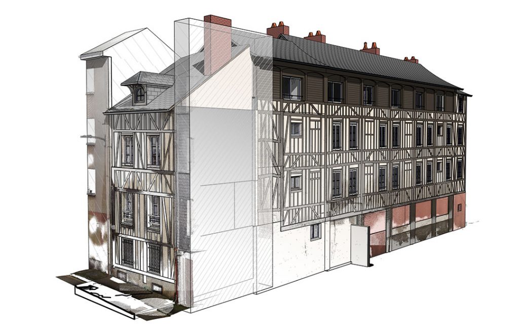 Relevé par scanner 3D - Logements sociaux - Elbeuf Normandie
