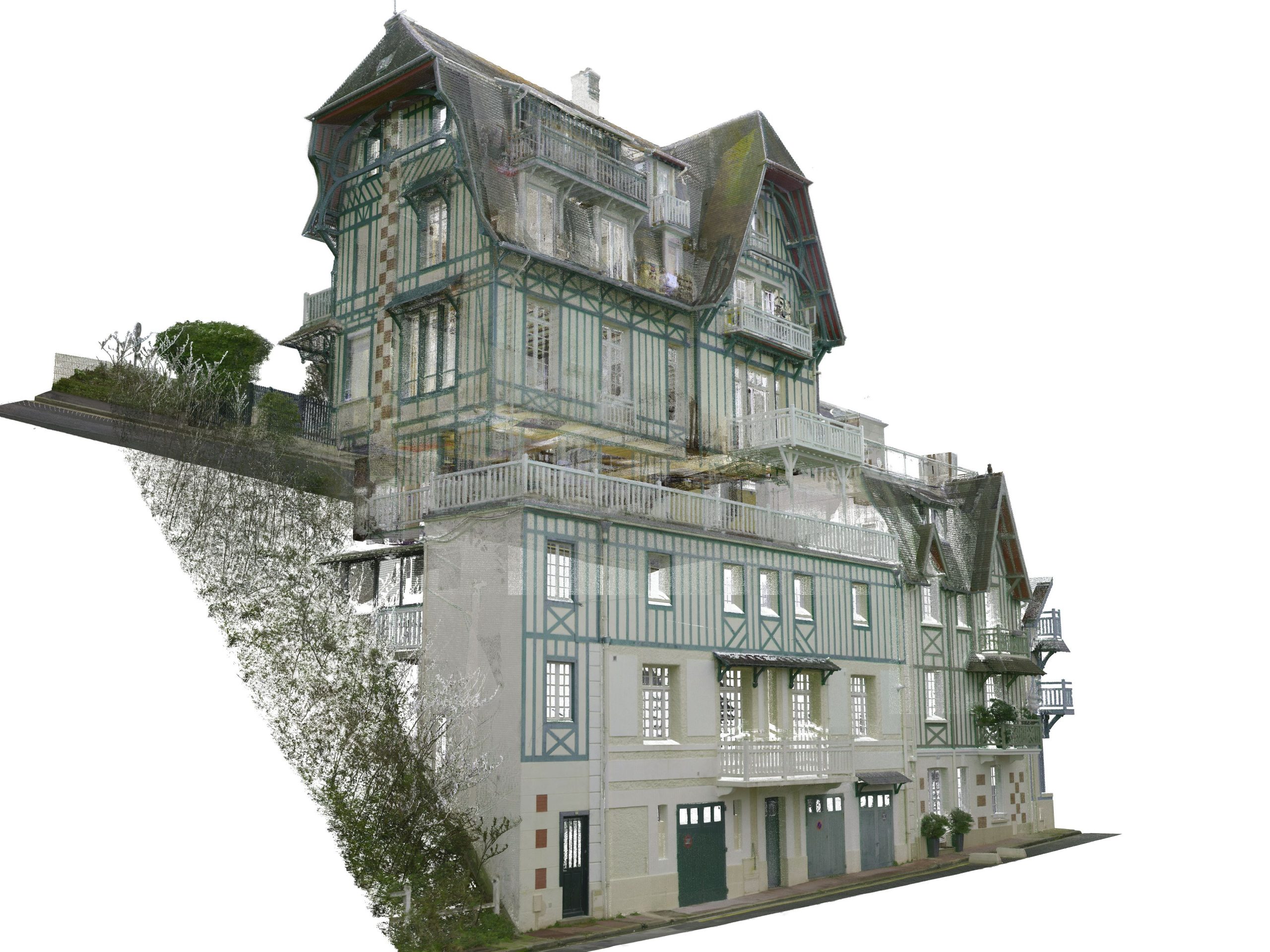 Modèle 3D photogrammétrique du Manoir des Roches, villa en bord de falaise à Trouville-sur-Mer