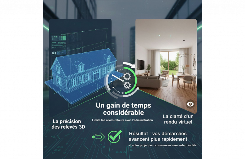 Changement de destination relevé bâtiment scan 3D, Le Havre, Normandie, concept-plan